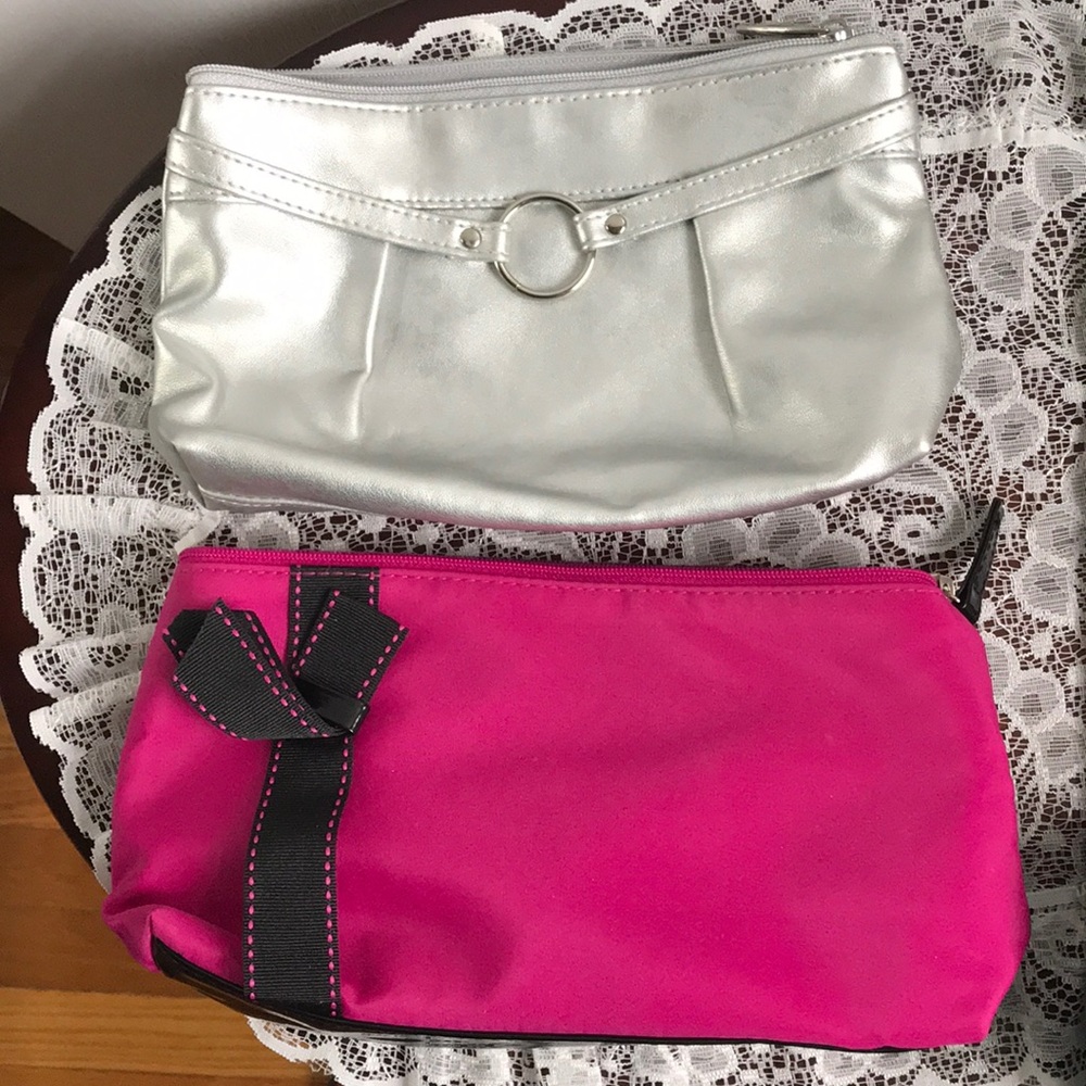2 Lancôme Makeup Bags NWOT Pink Black and Silver